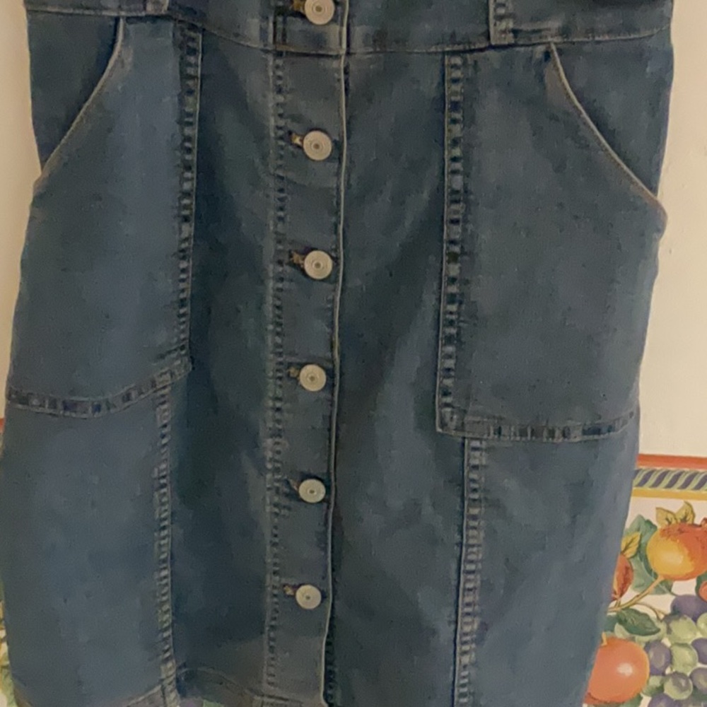 Sale! Divided Cotton Denim Button Down Mini Dress, Size S, Mid Wash Blue Denim - Picture 5 of 7